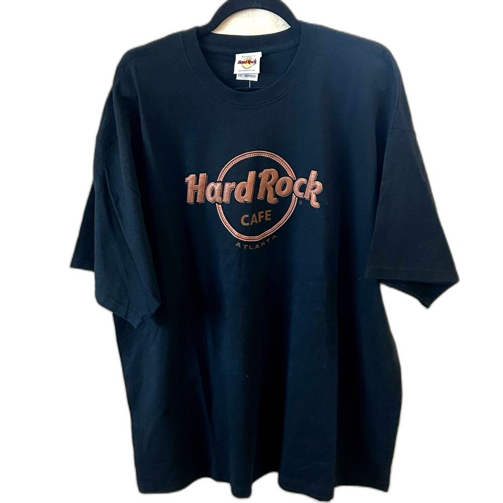Hard Rock Cafe T-Shirt Men's Size 2XL Color Black Brown Atlanta Leather Tee NWT